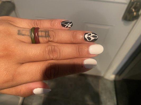 Scream Ghostface nails. Spooky season is upon us.