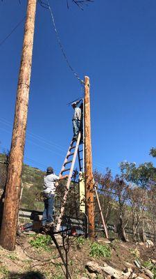 Energizing the main electrical panel that was replaced in Malibu after the fires.