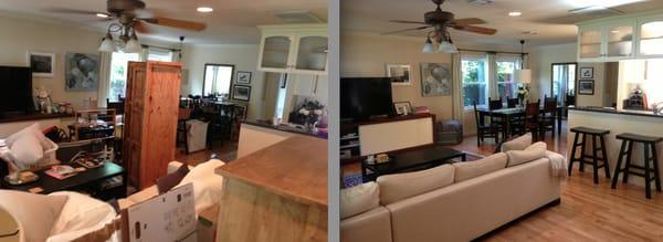 Before and after living room