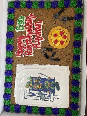 Ninja turtle theme - sheet cookie cake with added edible imaging (not from GAC)