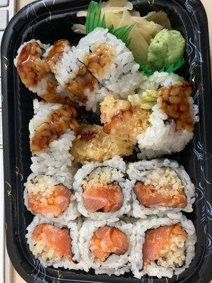 Shrimp Tempura roll and Crunch Spicy Salmon Roll