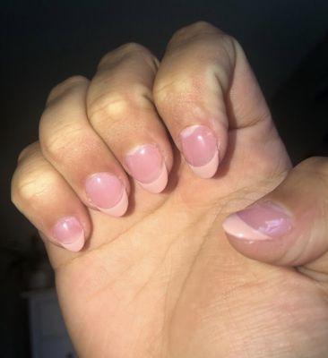 my terribly pinky, super uneven nails, not a clean file