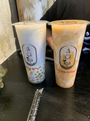 Taro and Thai tea boba tea