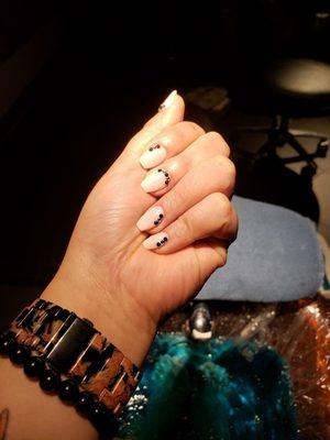 Dip nails with cuticle cut and rhinestones by Andy