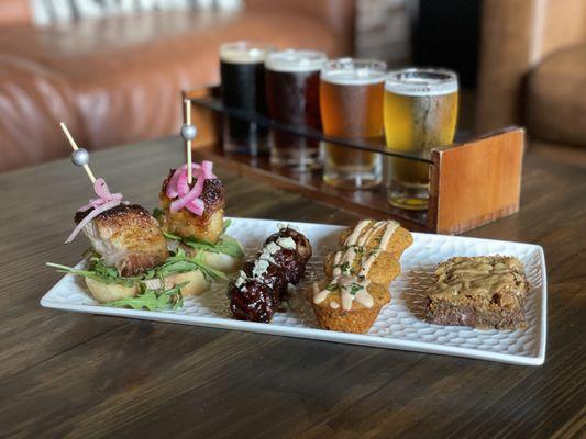 Beer pairing dinners & events. Shown: Tapas Flight beer pairing