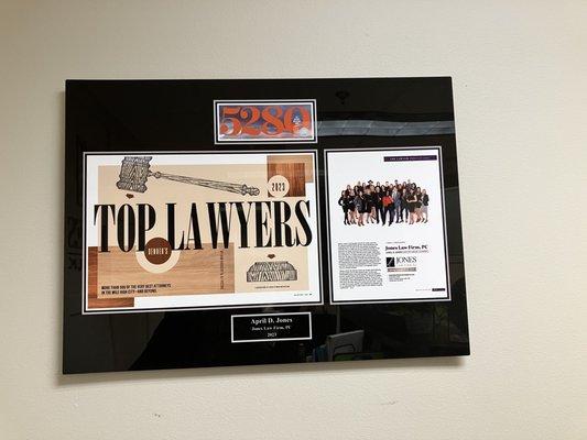 Jones Law Firm PC 5280 Top Lawyers Award