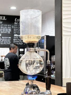 Siphon coffee in the making