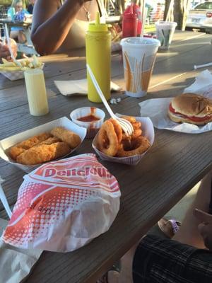 Burgers, mozzarella sticks, onion rings OH MY!