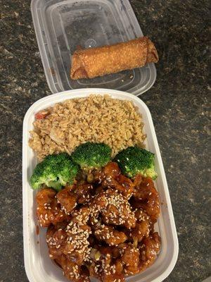 Sesame chicken dinner