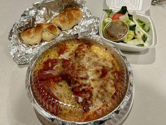 Carry-out Chicken Parm dinner