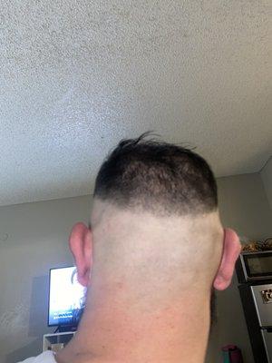 This is the haircut that they did. That is not a fade. That is the hardest time I have ever seen. I felt so bad for him.