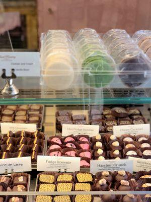 The chocolates are decadent and luscious. Macarons melt in your mouth.