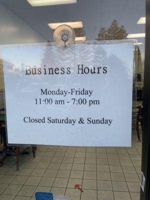 Business Hours Have Changed!