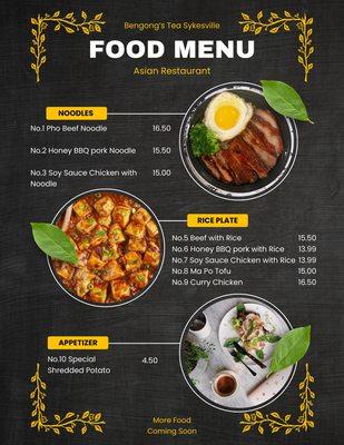 Food menu