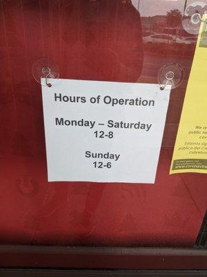 New store hours as of 01.19.2021