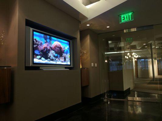 Lobby with tv fish tank