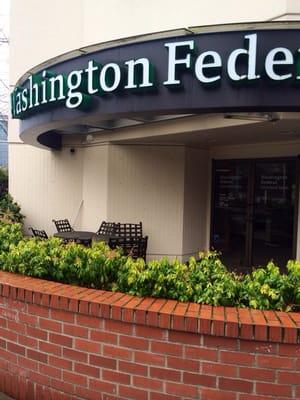 Outdoor seating at a bank. Interesting...