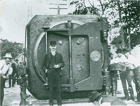 Bringing the vault, around which the ATC building was constructed, into town on the train tracks.