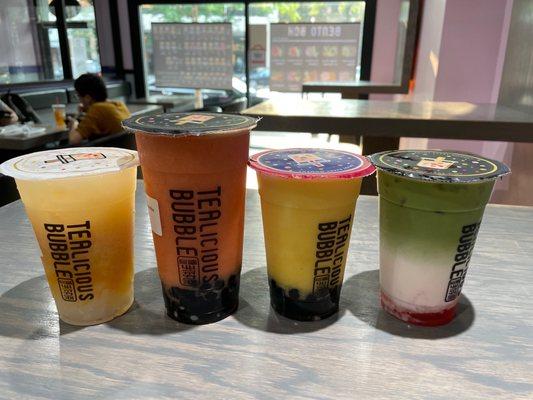 Yakult Peach Lemonade, Strawberry Mango Smoothie, Mango Pineapple Smoothie, Japanese Matcha Strawberry Latte