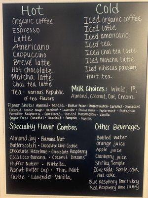 Coffee menu