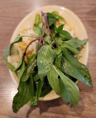 Fresh Thai basil, corriander, bean sprouts, lime, and jalapeño peppers