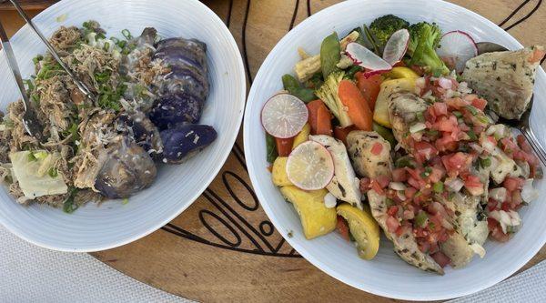 Kalua Pork with purple potato's and Mahi Mahi