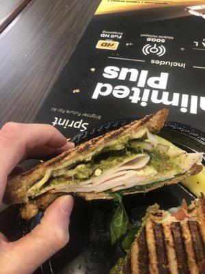 Pesto turkey panini