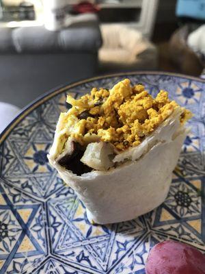 Plant Based Tofu Scramble Breakfast Burrito (vegan)