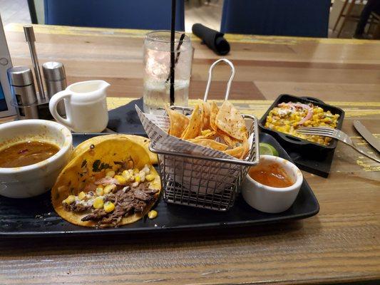 Short Rib Birria Tacos and Street Corn.