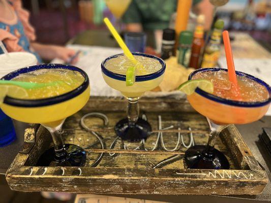 Margarita flight (mango, classic, and strawberry)