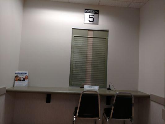 The windows at the social security office.