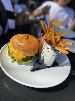 Cheese burger and fries