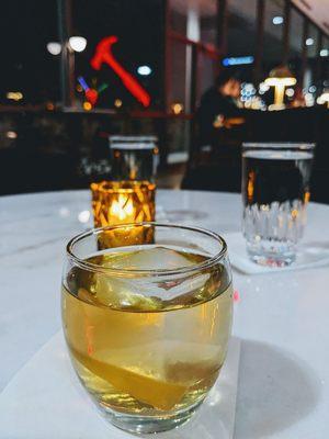 The Nail - Dewars 12yr, Copper & Kings Immature Brandy, Drambuie, Lemon Peel