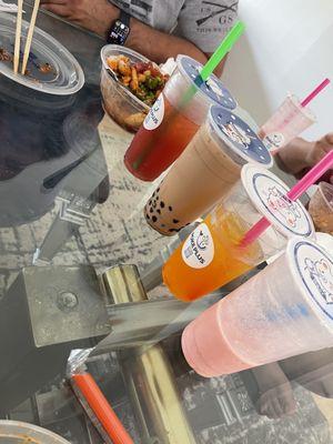 Strawberry Limeade Brown Sugar Boba Milk Tea Poke Plus Bowl Creamy Strawberry Smoothie Mango Green Tea