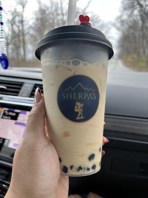 Iced latte with boba