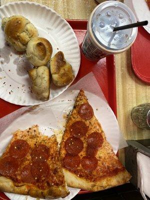 Pepperoni Pizza and Garlic Knots