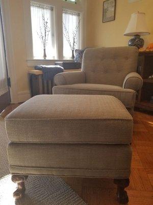 Before and After of Chair and Ottoman