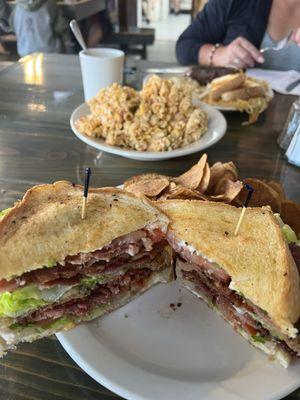 BLT w potato chips. Mexican street corn pasta salad. Steak and eggs.