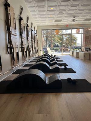 Getting Ready for our Pilates Barrel signature class!