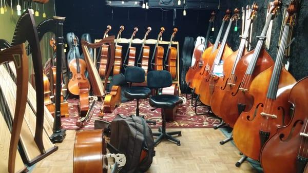 Cellos, bass, violins, violas, & even harps are here!