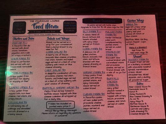 Food menu.  Lots of panini's