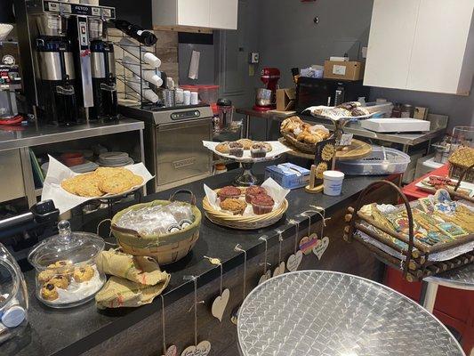 Fresh baked goods, including croissants with dough from France