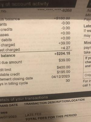 The bill Sally keeps sending me with the fraudulent charges on it