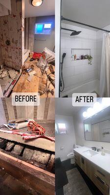 Before (dry rot/water damage) / After