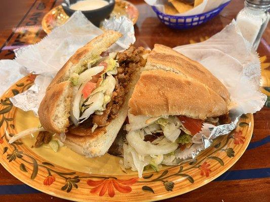 Torta sandwich with Al Pastor