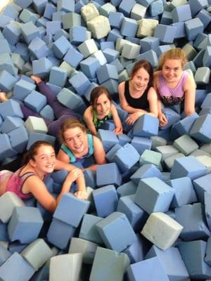 hanging in the foam pit