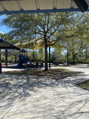 Lots of shaded seating for parents