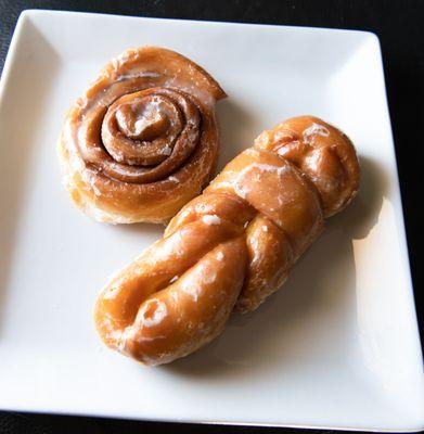 Glazed Twist  and Cinnamon roll