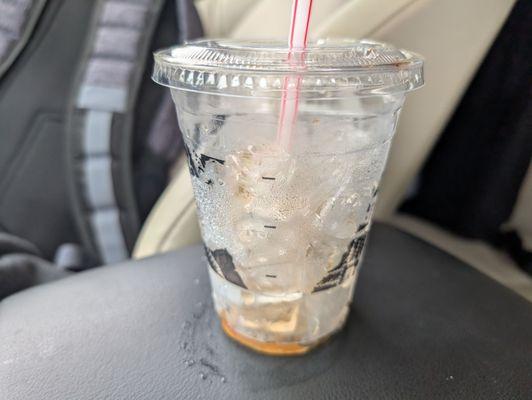 Half the cup is ice. Wtf .....