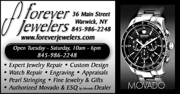 Authorized Movado and ESQ by Movado Dealer. We also repair watches & change batteries while you wait.